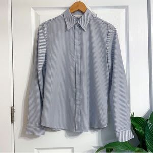 NICE CLAUP Striped Button-up Dress Shirt Light Blue White Made in Korea